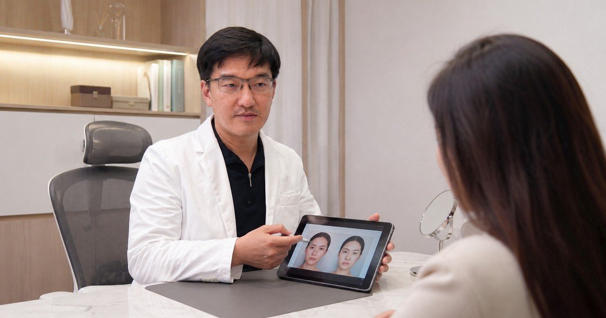 V臉療程改善臉型的效果示範,展示前後對比的明顯變化