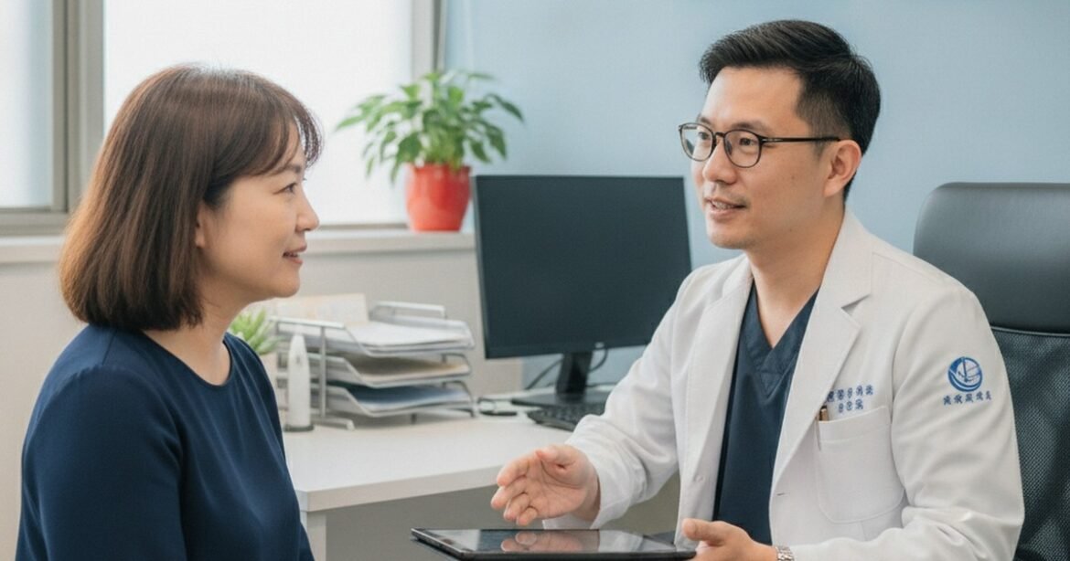 吳芮醫師分析保養重點，討論春季抽脂規劃。